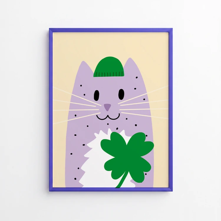 plakat-lucky-cat-w-granatowej-ramce.jpg